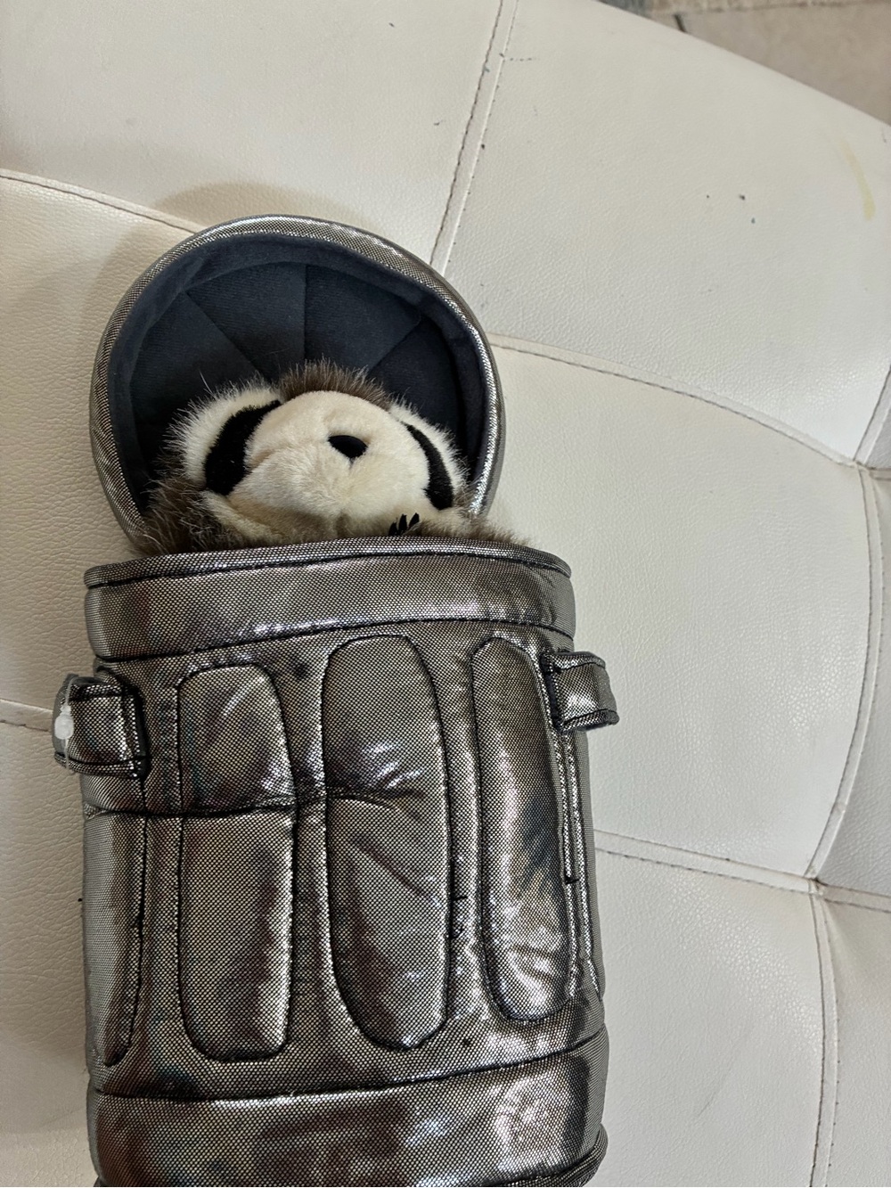 Folkmanis Raccoon in Trash Can Hand Puppet